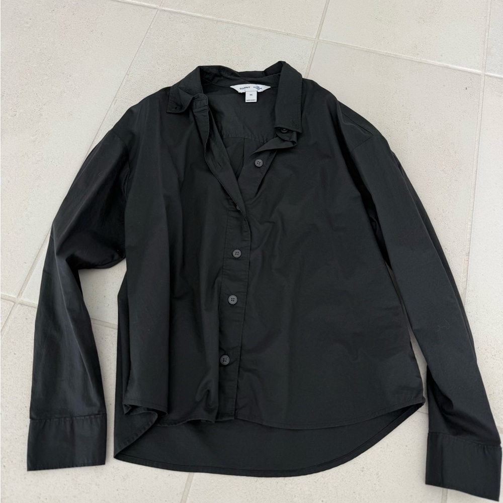 Black Long-Sleeve Button-Down Shirt